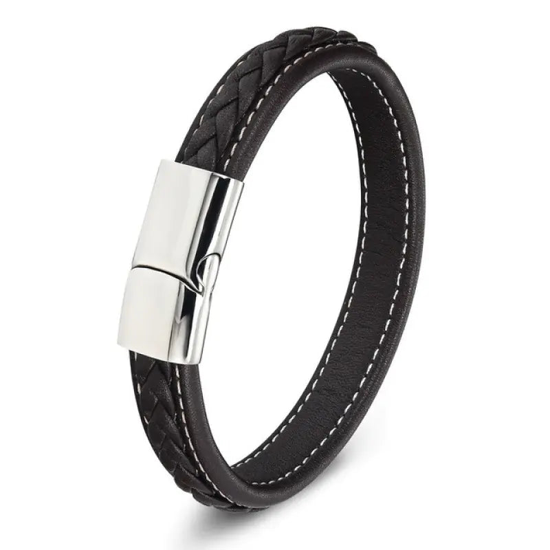 Personalized Leather Bracelet with Stainless Steel Clasp