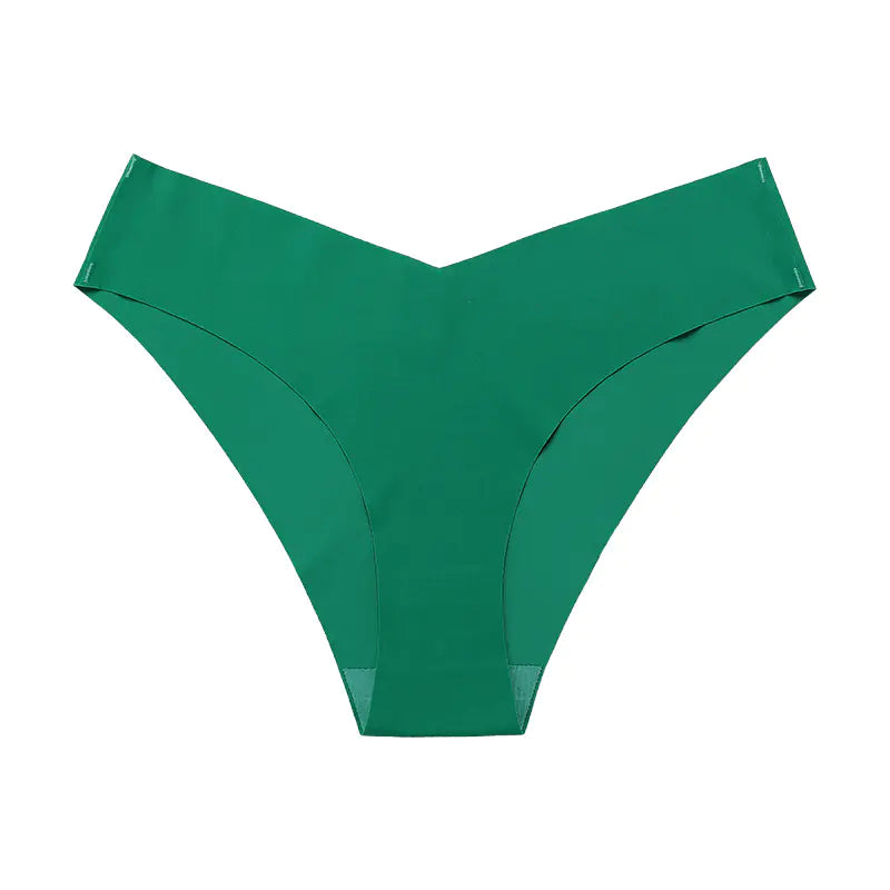 Plus Size Seamless Ice Silk Women's V-Waist Briefs