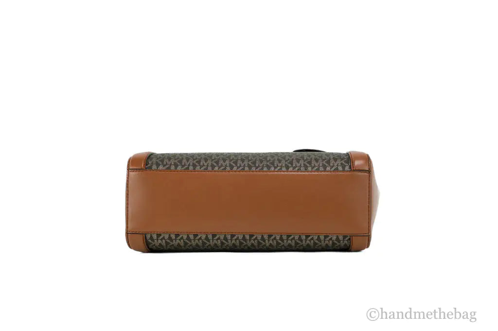 Michael Kors Kali Medium Brown Pale Gold Signature PVC Satchel iPad Case Handbag