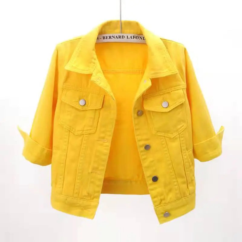 Women's Spring Summer Slim Fit Colorful Denim Jacket