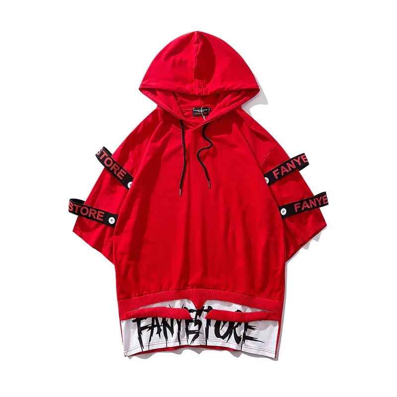BF Loose-Fit Short Sleeve T-Shirt with Hooded Design