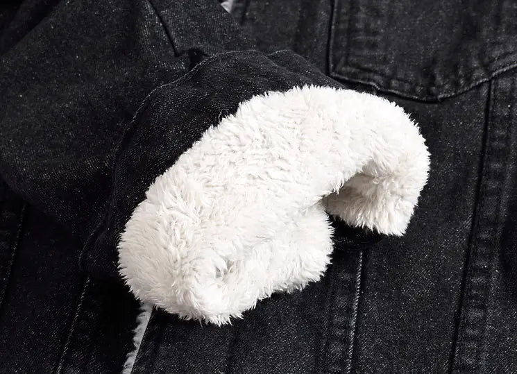 Men's Korean Style Black Slim Fit Denim Jacket