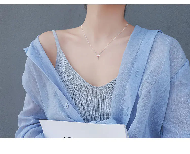 Korean Style Cross Minimalist S925 Silver Necklace