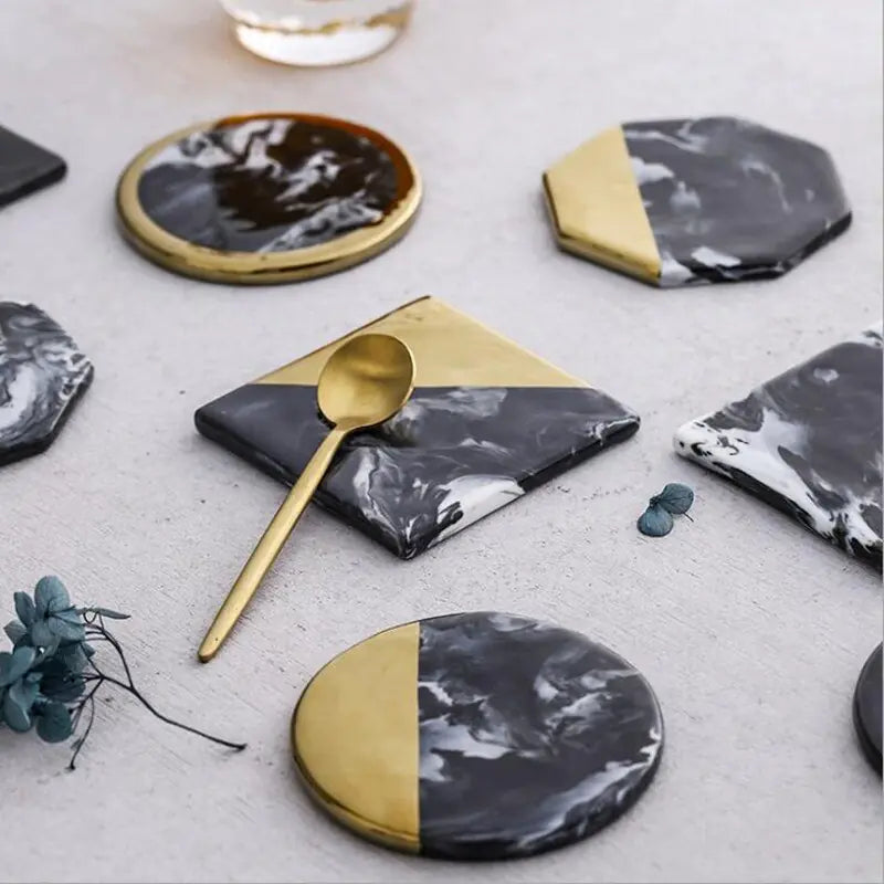 Nordic Creative Minimalist Ceramic Coaster with Marble Design