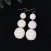 Stylish Long Ball Drop Earrings with Pearl Design