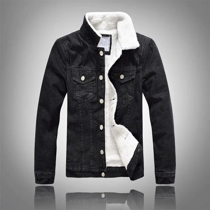 Men's Korean Style Black Slim Fit Denim Jacket