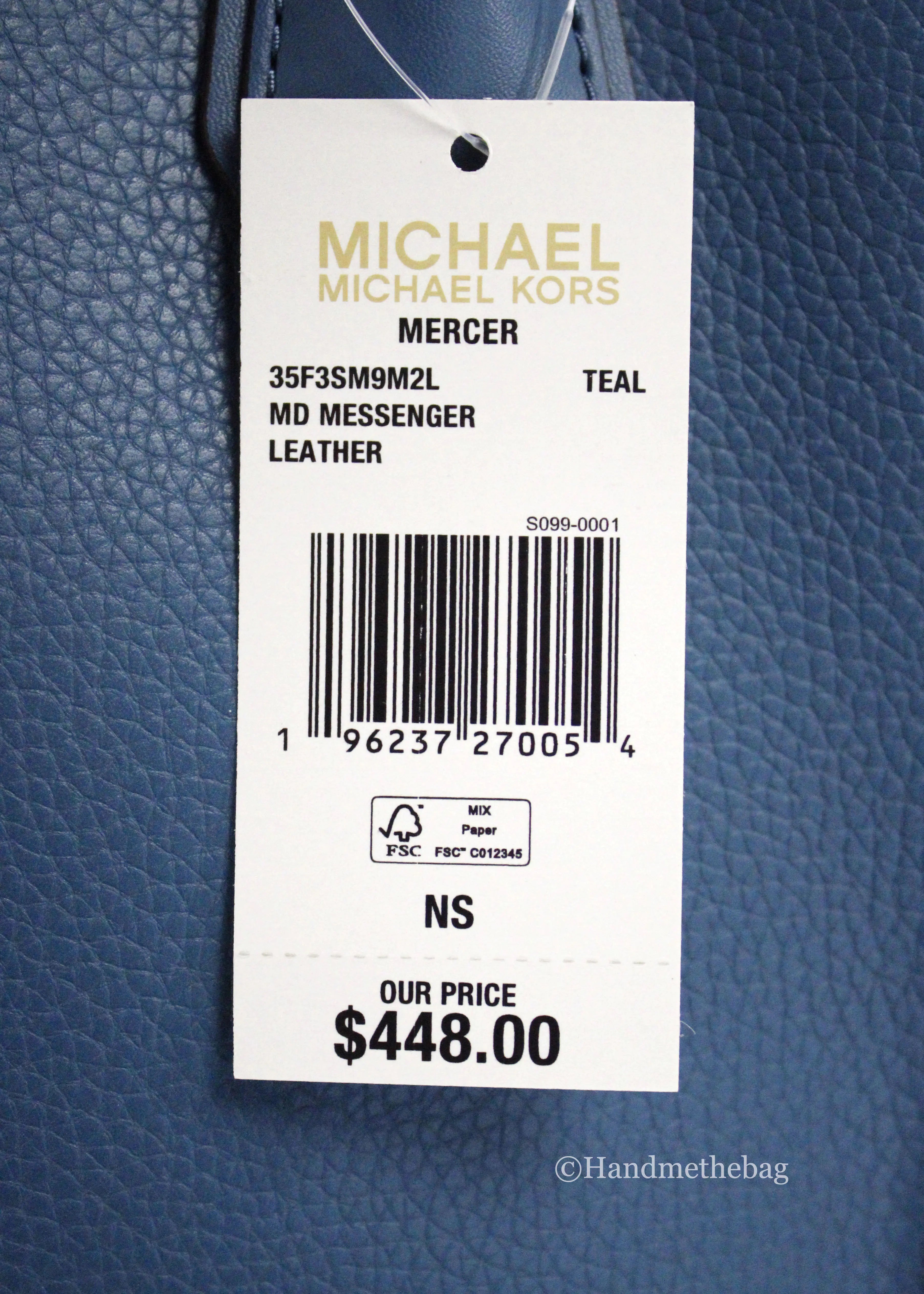 Michael Kors Mercer Teal Leather Messenger Crossbody Bag