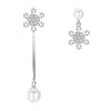 S925 Silver Korean Style Pearl Snowflake Earrings