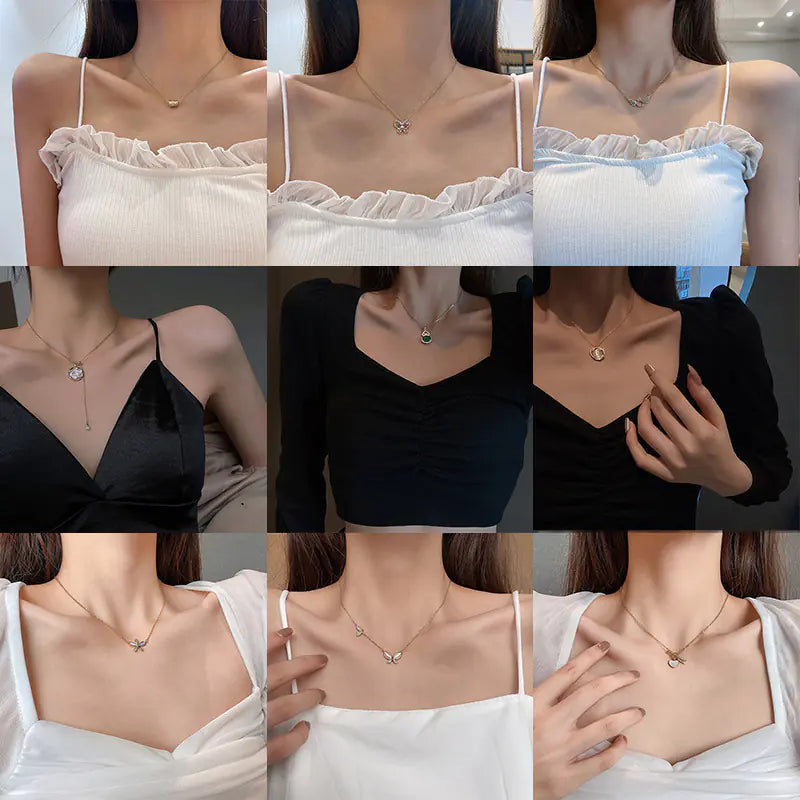 Minimalist Titanium Steel Pearl Heart Pendant Necklace