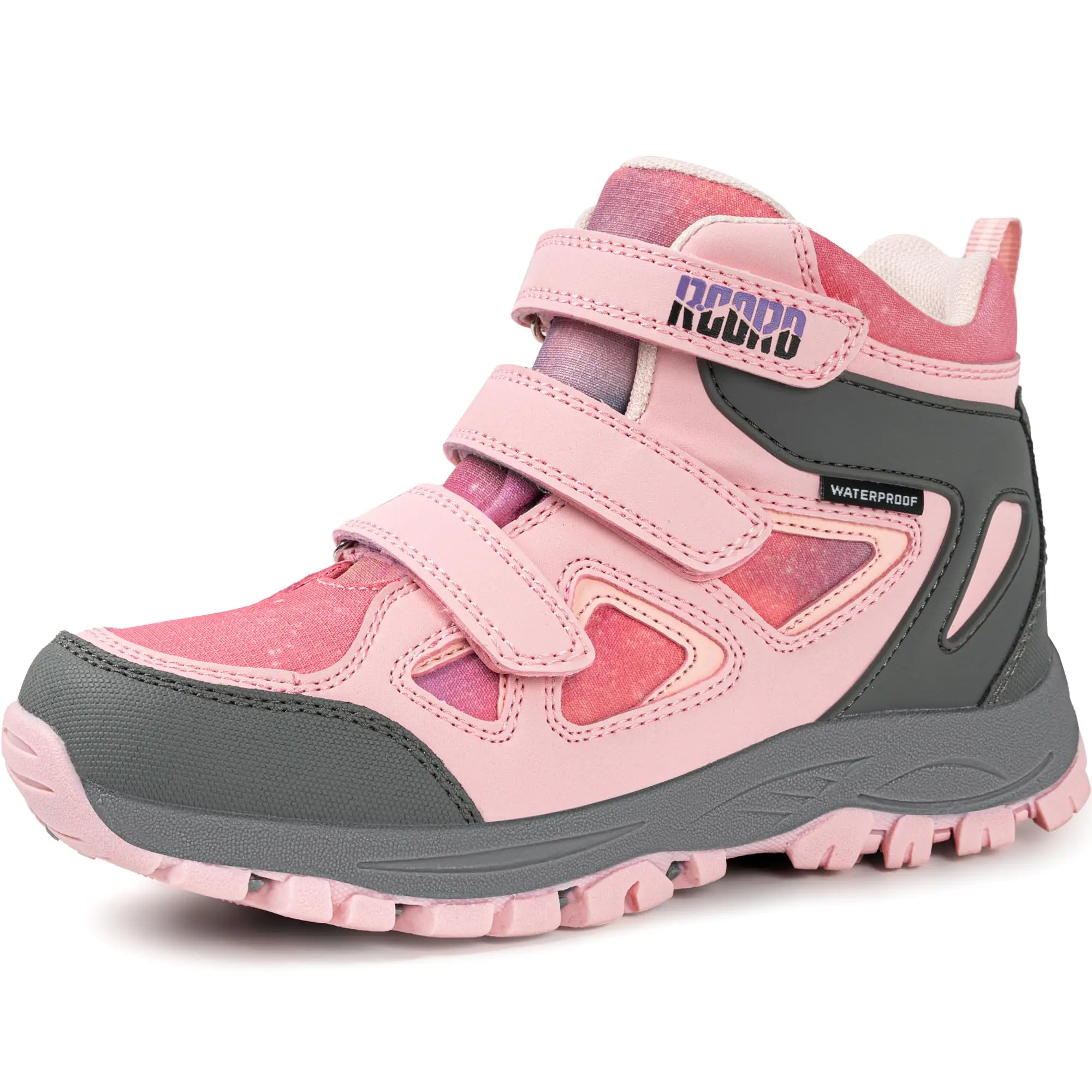 R CORD Girls Hiking Boots Kids Hiking Boots Girls Outdoor Adventure Trekking Boots Non-Slip Outdoor Boots Pink 4 Big kid