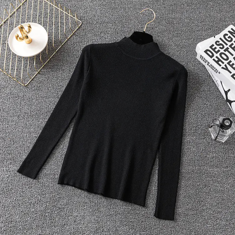 Women's Turtleneck Sweater - Long Sleeve Knit Top