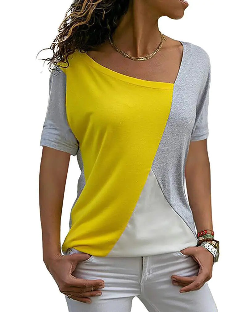 Summer Women's Color Block Short Sleeve T-Shirt