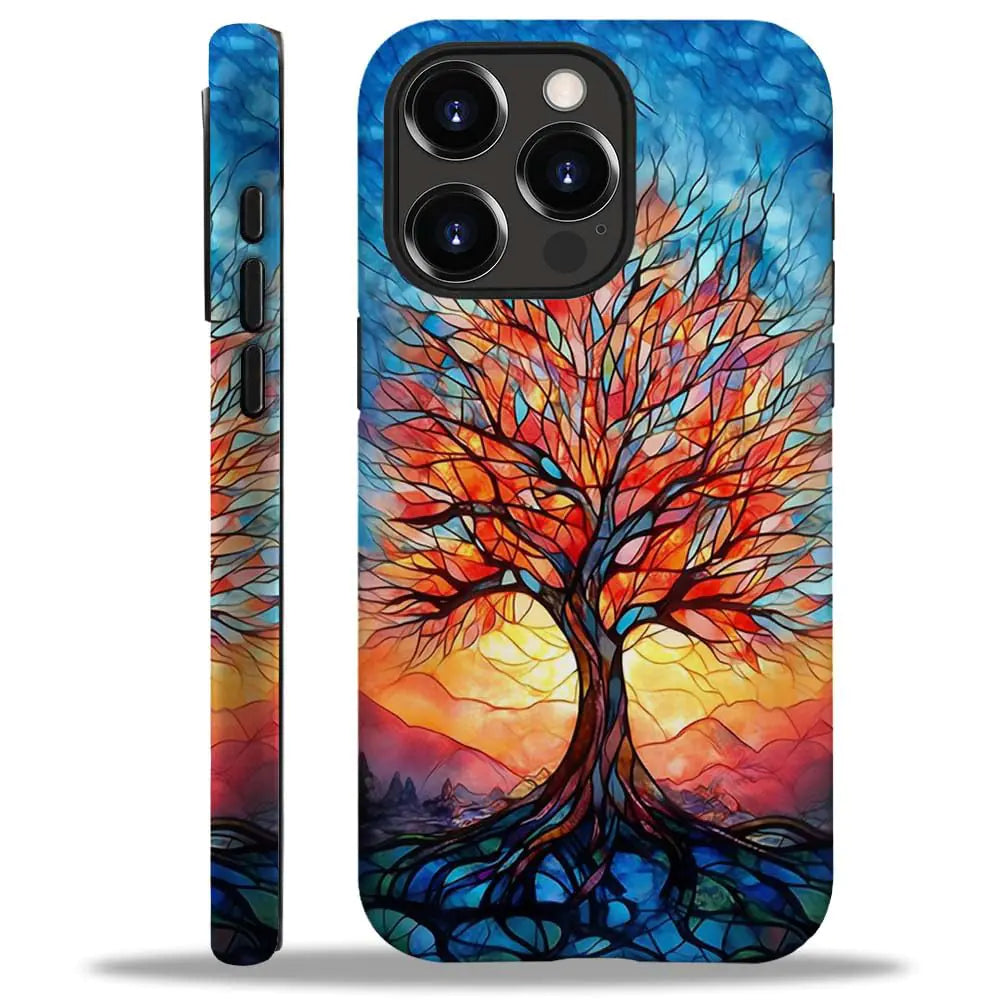 ANLUN STORE Compatible with iPhone 15 Pro Max CaseColored Glass Tree Case for iPhone 15 Pro Max2 in 1 Double Protection Anti-Scratch Shockproof Case for iPhone 15 Pro Max 6.7-inch Colored Glass Tree