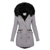 TIMIFIS Womens Coats Plus Size Overcoats with Fur Hood Fleece Chunky Jackets Zipper Button Outerwear Winter Warm Parka