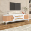 Rattan TV Stand For TVs Up To 75'', Modern Farmhouse Media Console, Entertainment Center With Solid Wood Legs, TV Cabinet For Living Room,Home Theatre