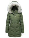 Ampake Womens Winter Parka Coat Quilted Puffer Jacket with Faux Fur Hood (GreenXL)