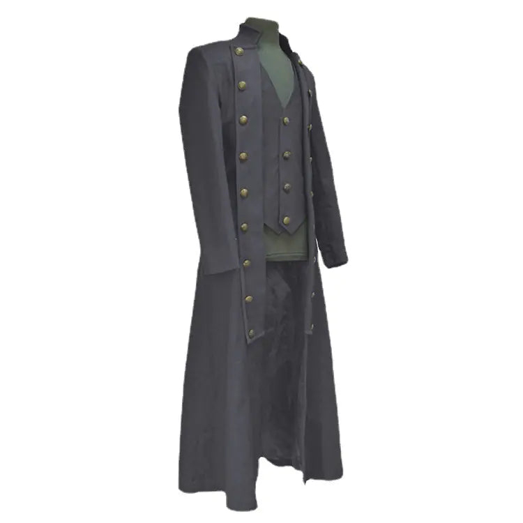 Men's Long Sleeve Stand Collar Button Coat