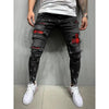 Men's Slim-fit Ripped Patch Stretch Jeans