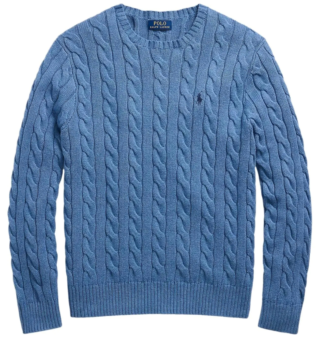 POLO RALPH LAUREN Mens Iconic Cable Knit Cotton Pullover Sweater (LakeBlueHtr - XXL)