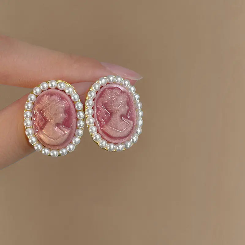 Silver Needle French Baroque Pearl Flower Tassel Earrings