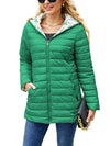 MODERN BUBBLE Puffer Jacket Womens with Hood Mid Length Winter Coats for Women Packable Quilted Lightweight Jackets