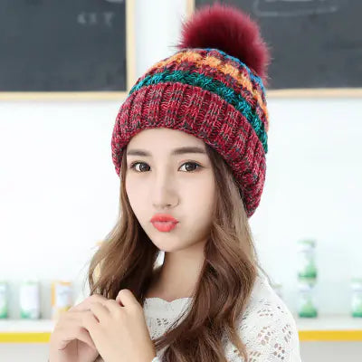 Colorful Knitted Women's Winter Beanie Hat