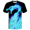 QiErDesign Blue Dragon T-Shirts for Men Women Boys 3D Printed T-Shirts Short Sleeve Graphic Tees Shirt L