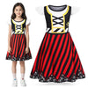 Mizzuco Girls Pirate Costume Toddler Cosplay Dance Dress Kids Dress Halloween Role Play Outfits (Red 120CM/4-5T)