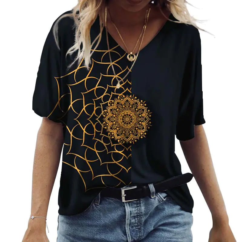 Loose Fit Green Urban Style Printed Short Sleeve T-Shirt