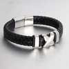Stainless Steel Men's Leather Braided Bracelet