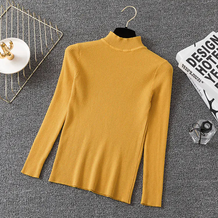 Women's Turtleneck Sweater - Long Sleeve Knit Top