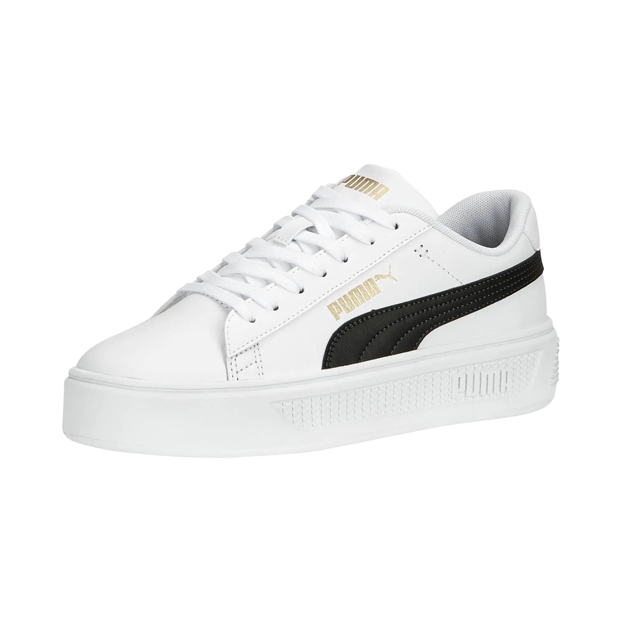 PUMA Womens Smash Platform V3 Sneaker PUMA Womens White-PUMA Womens Black-PUMA Womens Gold 10.5