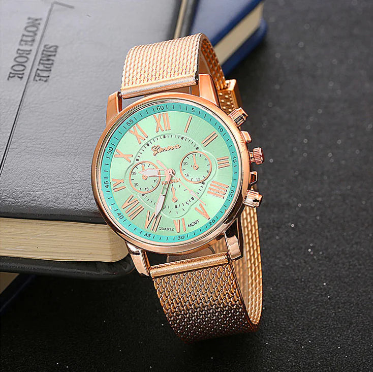 Multicolor PVC Bracelet Quartz Watch with Roman Numerals