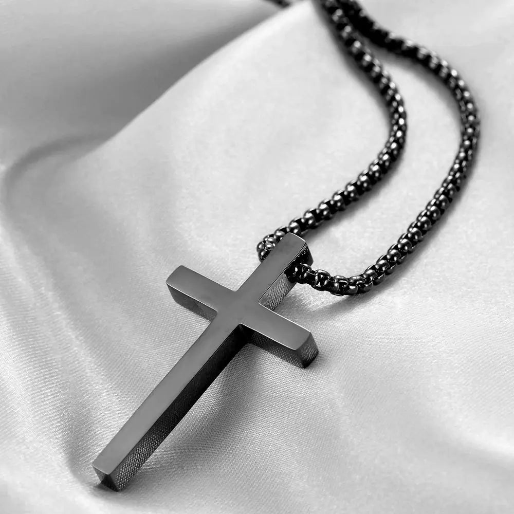 Minimalist Titanium Steel Cross Pendant Necklace for Women