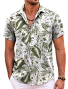 COOFANDY Mens Hawaiian Shirt Short Sleeve Button Down Shirts Tropical Summer Beach Shirts Casual Floral Aloha Shirts Green-Tropical Floral