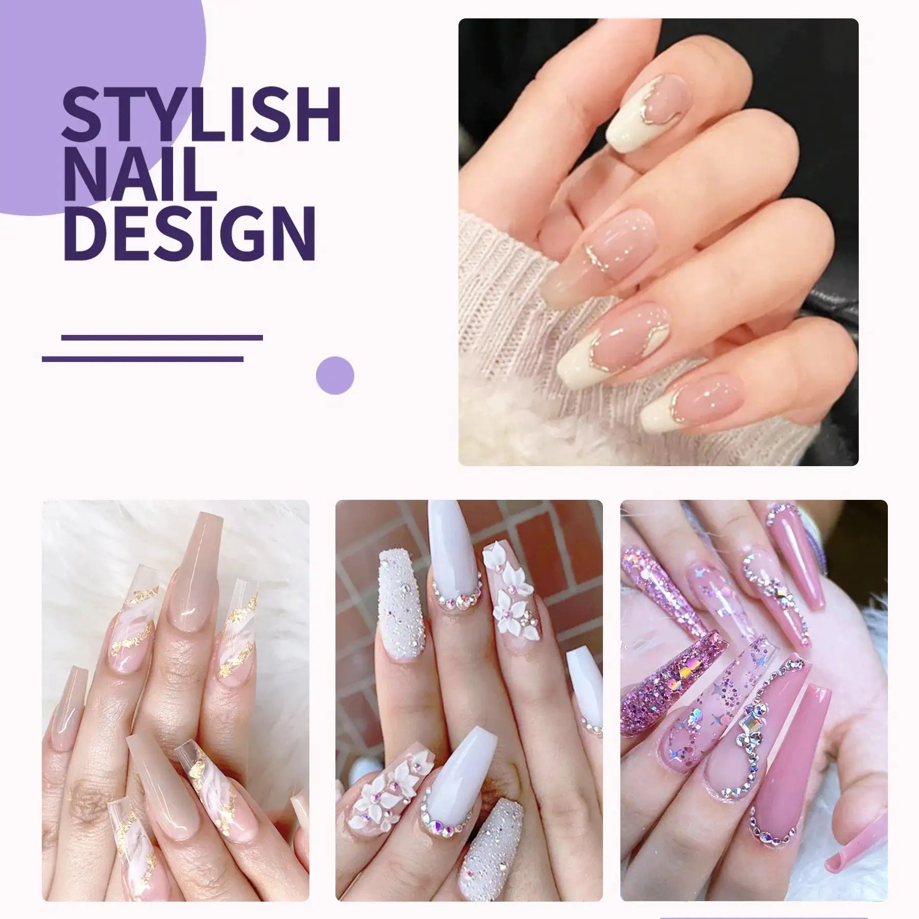 Acrylic Nail Kit, Acrylic Powder And Liquid Set, With Clear, Nude, Pink, White Nail Powder And Monomer, Professional Acrylic Nail Brush Nail Forms For Acrylic Nails Extension, Beginner And Home DIY
