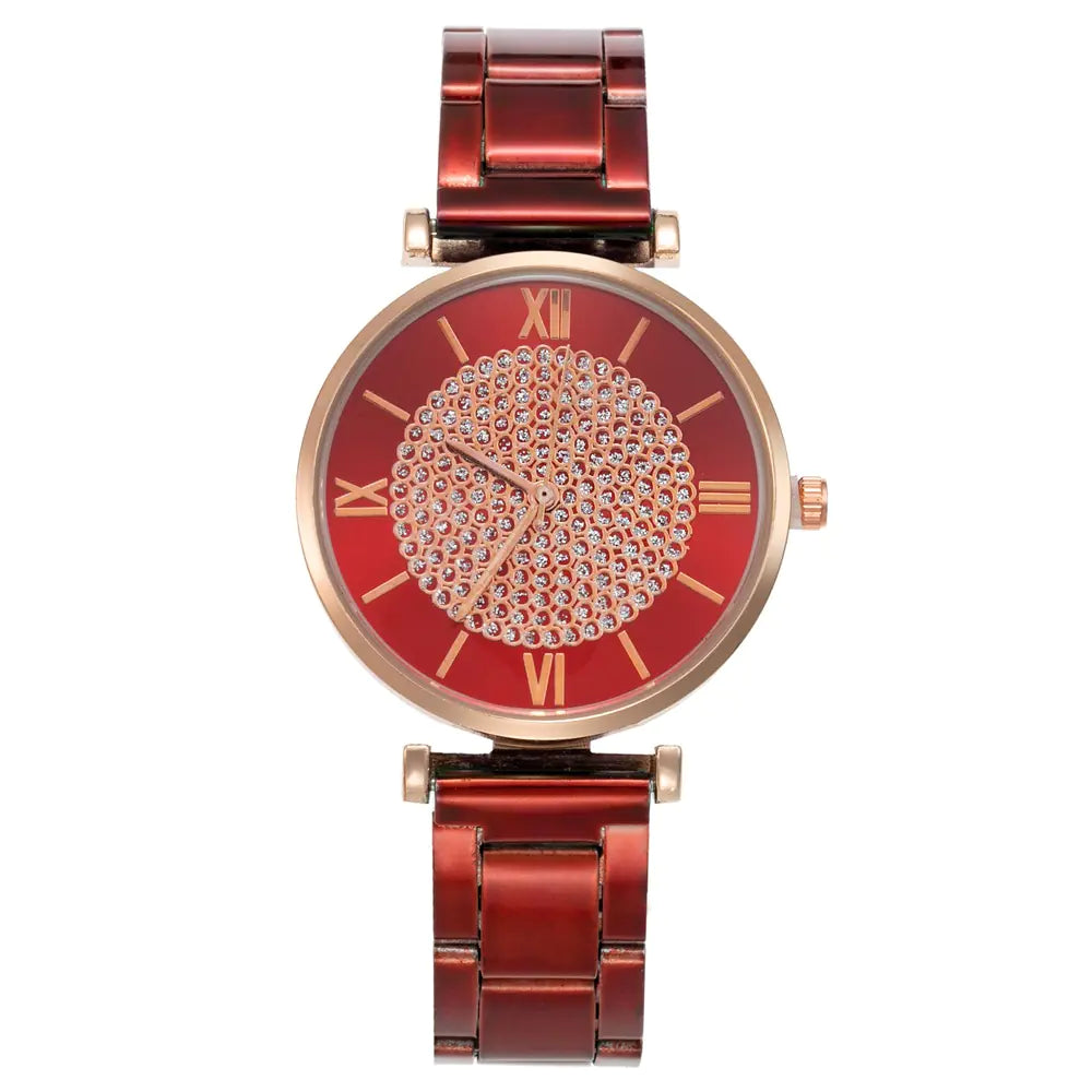 Fashionable Alloy Steel Women's Watch with Roman Numerals