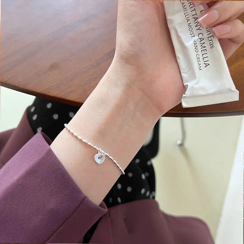 Sterling Silver Bracelet with Loving Heart Design