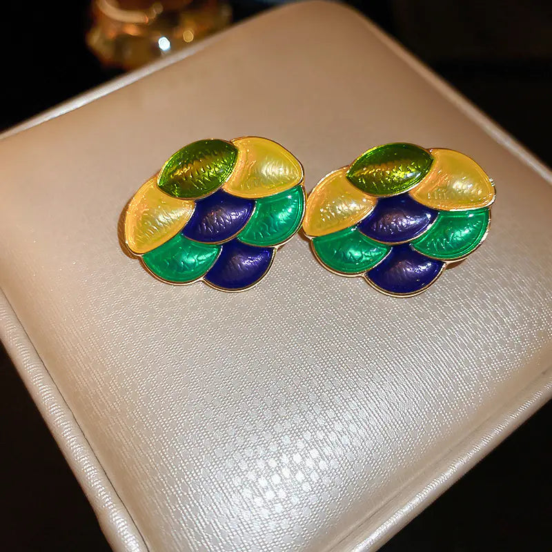 Silver Needle French Baroque Pearl Flower Tassel Earrings