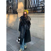 Advanced Sense Thick Loose Black Leather Coat