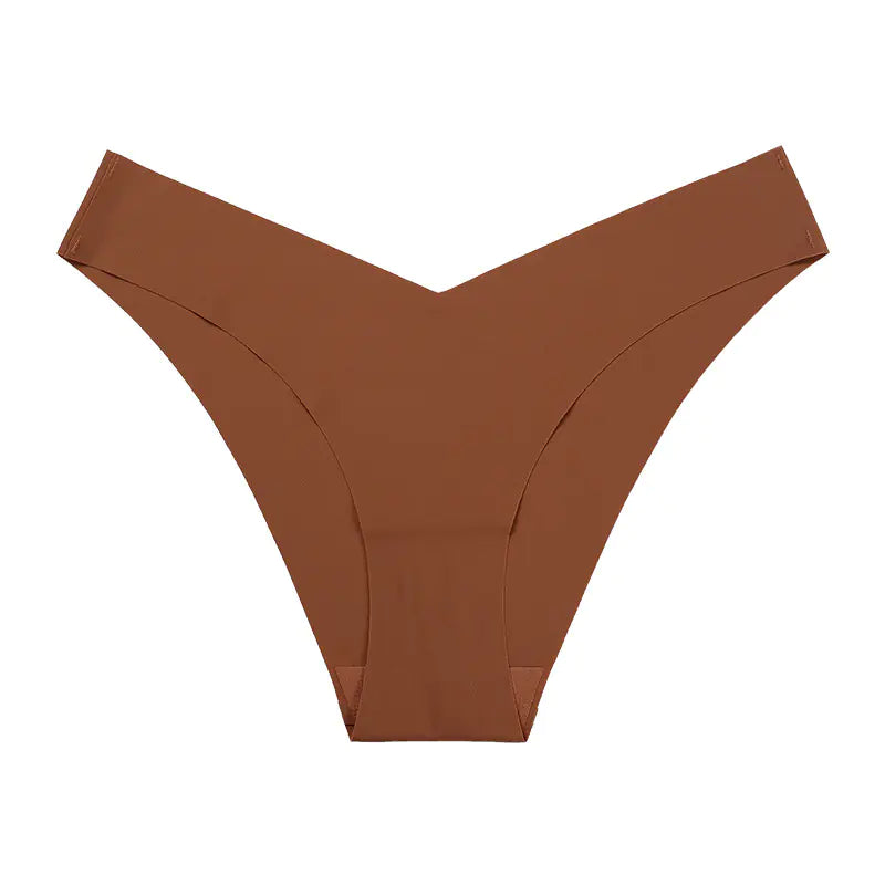 Plus Size Seamless Ice Silk Women's V-Waist Briefs