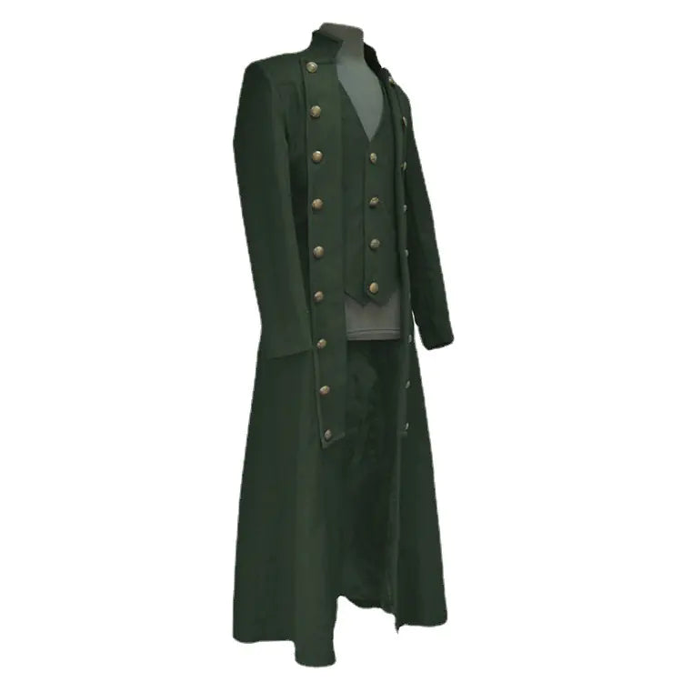 Men's Long Sleeve Stand Collar Button Coat