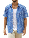 Hardaddy Mens Hawaiian Shirt Short Sleeves Tropical Beach Casual Button Down Shirts Blue S