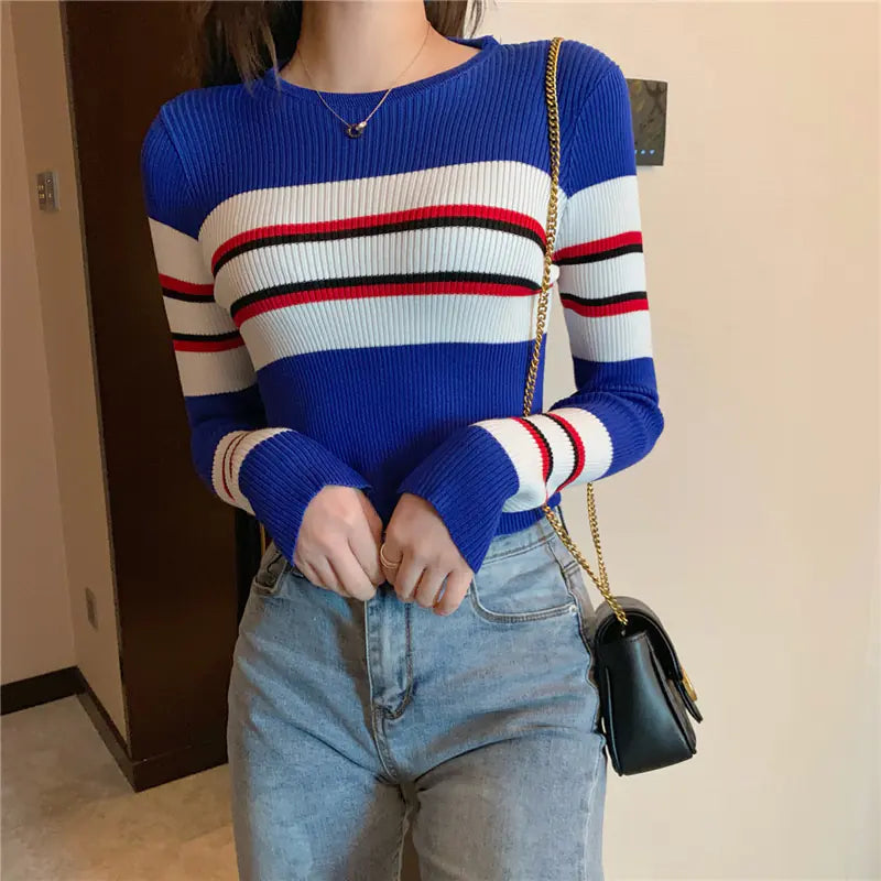 Women's Knit Striped Sweater Top