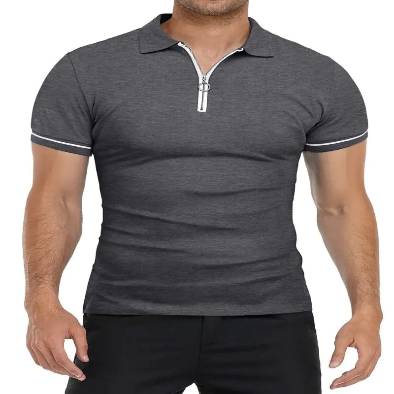 Men's Slim Fit Solid Color Short Sleeve Polo Shirt