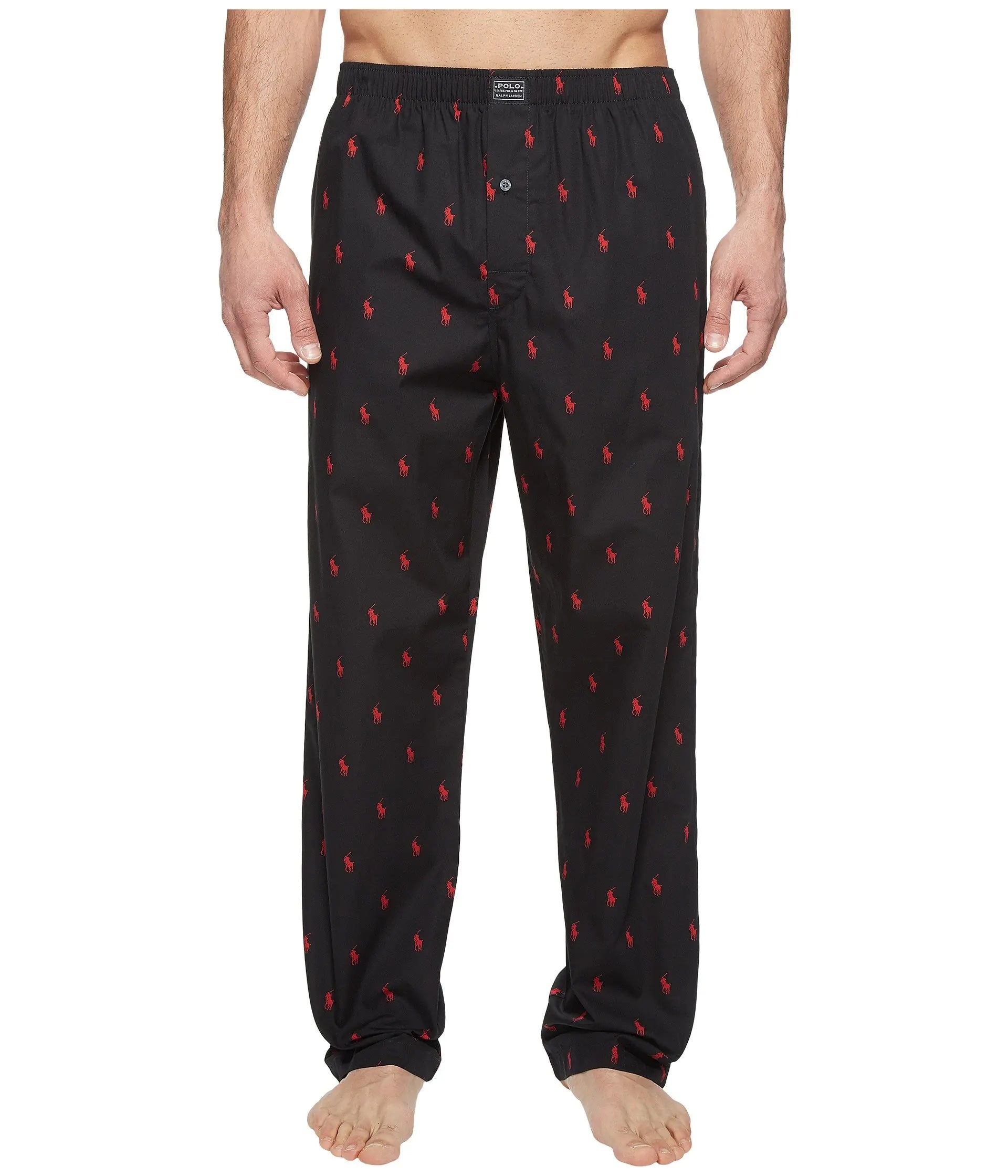POLO RALPH LAUREN Woven Polo Player Lounge Pants S Black/Red Pony