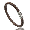 Men's Leather Braided Bracelet with Stainless Steel Clasp