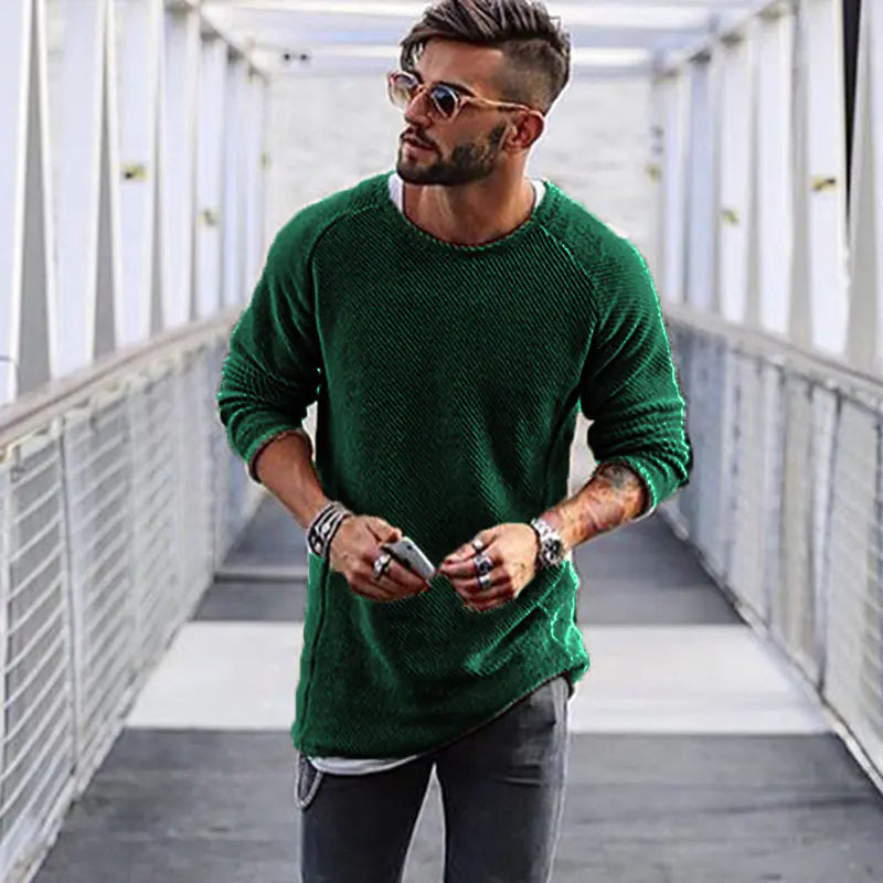 Men's Knit Pullover Sweater - Long Sleeve Basic Top
