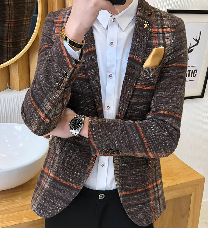 Men's Slim Fit Casual Blazer - Korean Style Jacket