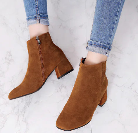 Men's Leather Pointed Toe High-Top Martin Boots